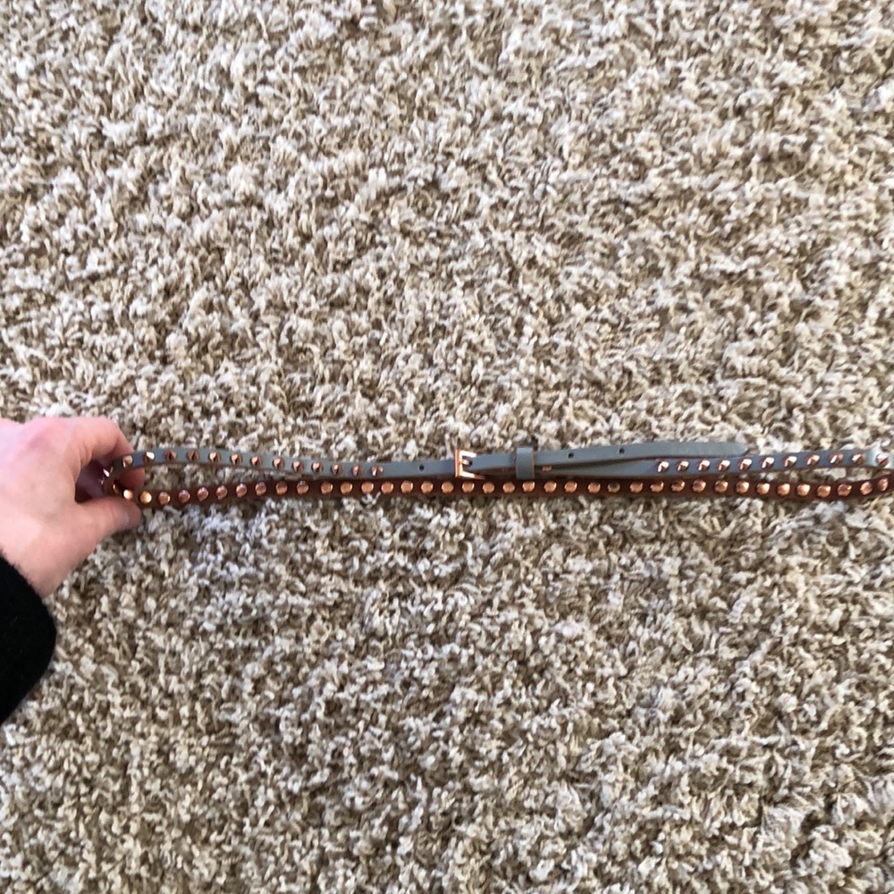 Linea Pelle gray and rose gold spike belt